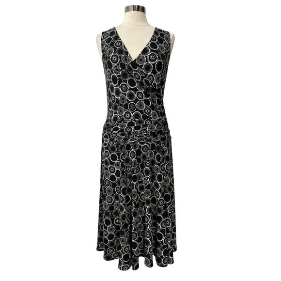 ADRIANNA PAPELL Geometric Printed Sleeveless V-Neck Dress SZ 10 - Picture 1 of 12